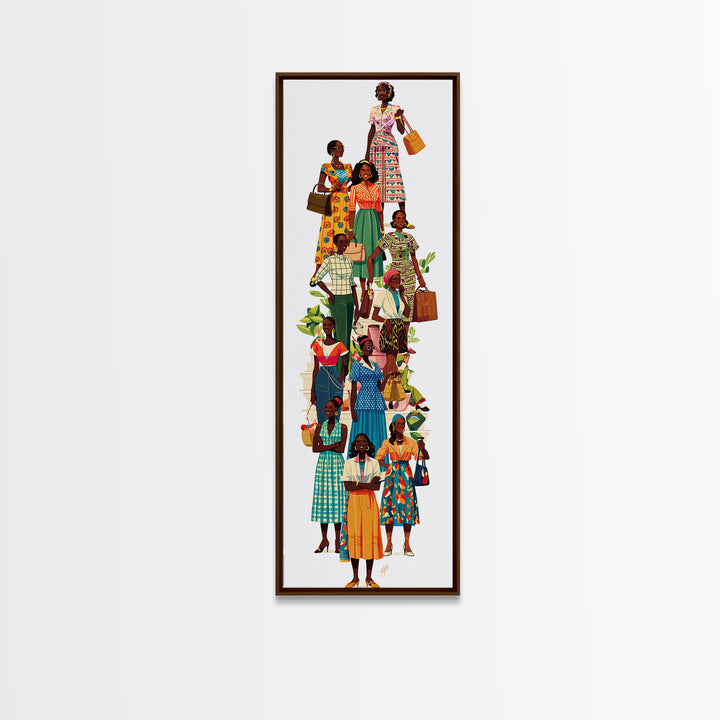 Stylish African Women Fashion Wall Art, Colorful Ankara Dresses Black Girl Magic Decor, Afrocentric Feminine Canvas Print