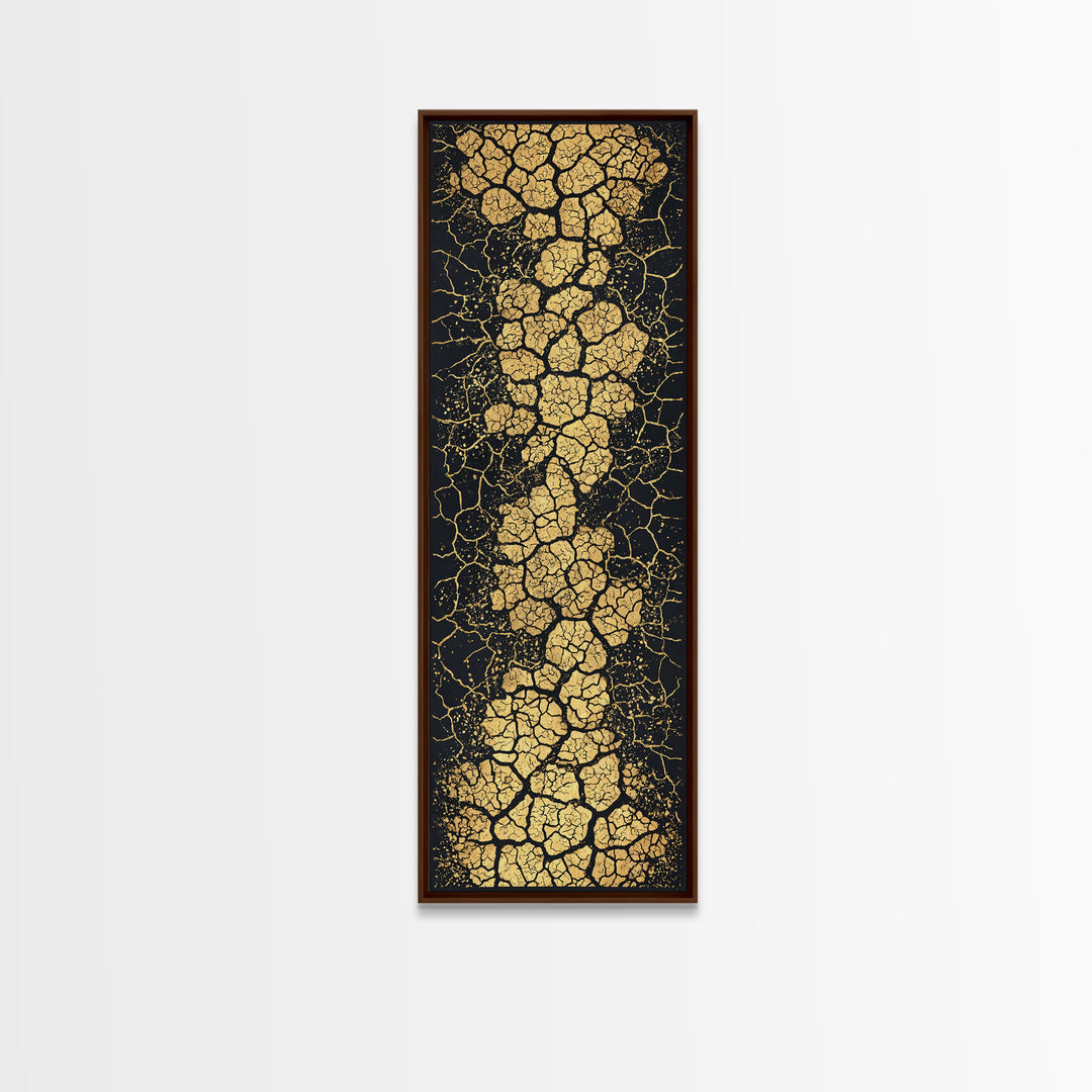Gold Crackle River On Black Abstract Canvas Print, Luxury Art, Black And Gold Art, Statement Wall Art, Elegant Home Decor