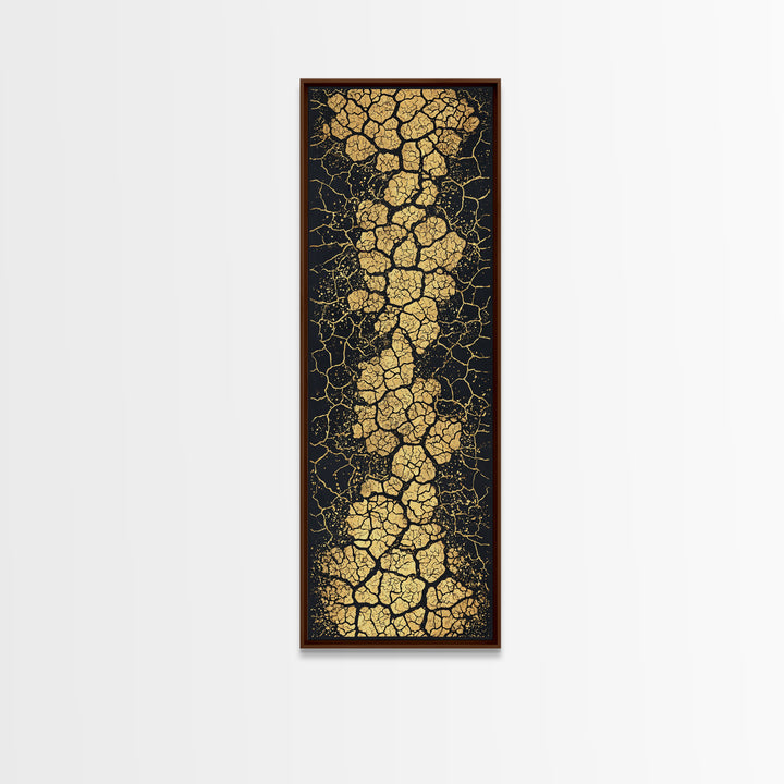 Gold Crackle River On Black Abstract Canvas Print, Luxury Art, Black And Gold Art, Statement Wall Art, Elegant Home Decor