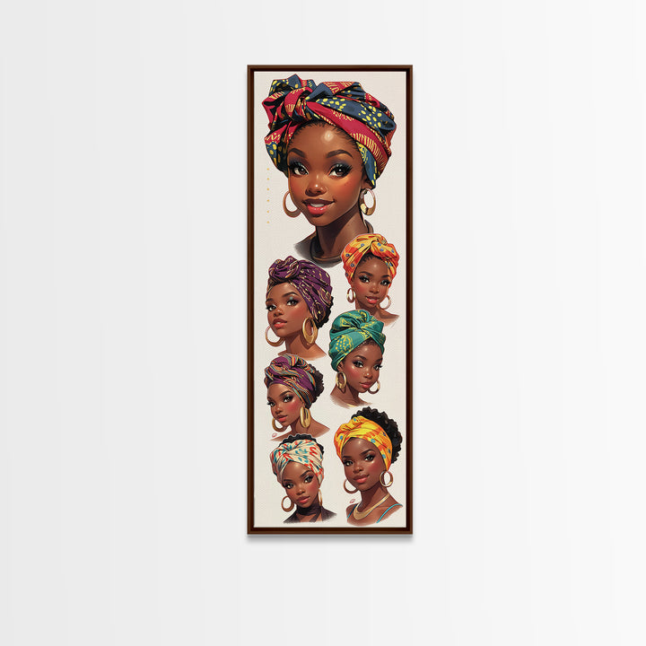 Beautiful Black Women Headwrap Portraits Wall Art, African Queen Canvas Print, Melanin Beauty Poster, Afrocentric Home Decor Gift