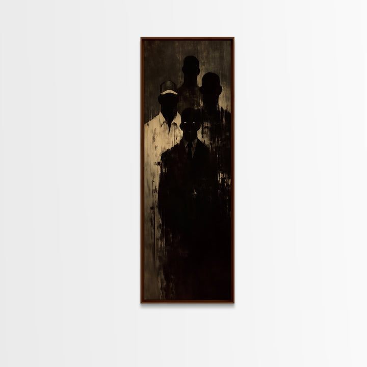 Shadowed African Men In Suits And Ancestral Light Wall Art, Black Culture Portrait, Moody Masculine Office Decor Gift For Him