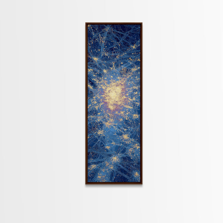 Blue Gold Abstract African Wall Art, Radiant Cosmic Canvas Print, Modern Textured Energy Decor, Luxury Home Decor Gift, Statement Piece