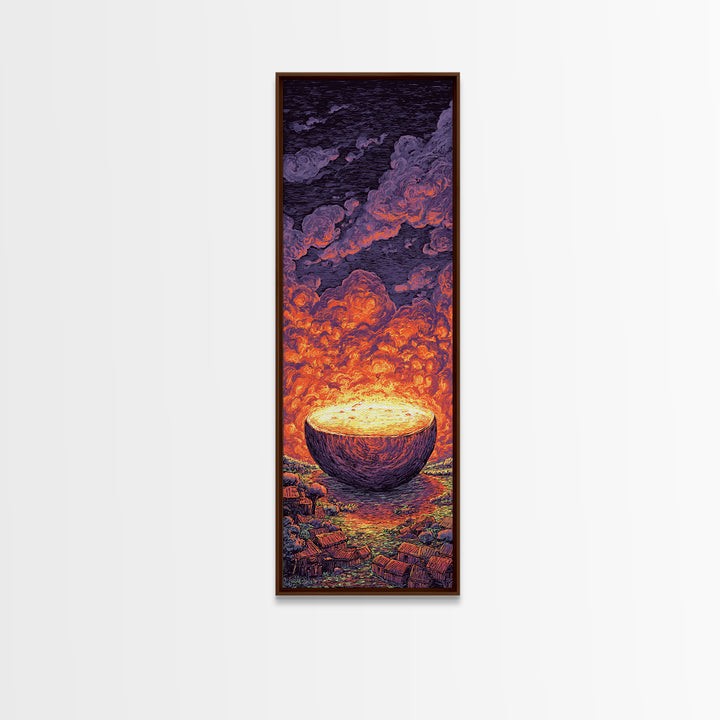 Glowing Celestial Bowl Beneath Fiery Clouds, Canvas Print, Abstract Wall Art, Dreamy Decor, Modern Home Decor Gift For Living Room