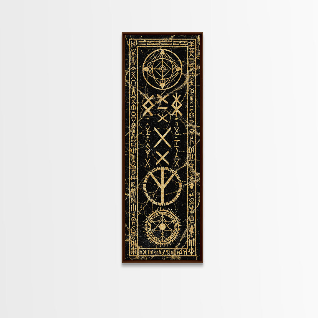 Ancient Golden Sigil With Sacred Geometry, Canvas Print, Mystical Wall Art, Spiritual Decor, Gothic Home Decor Gift For Altar Room