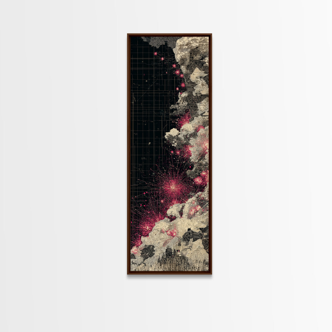 Black Pink Cosmic Map Wall Art, Abstract African Landscape Canvas Print, Modern Digital Art, Urban Statement Home Decor Gift