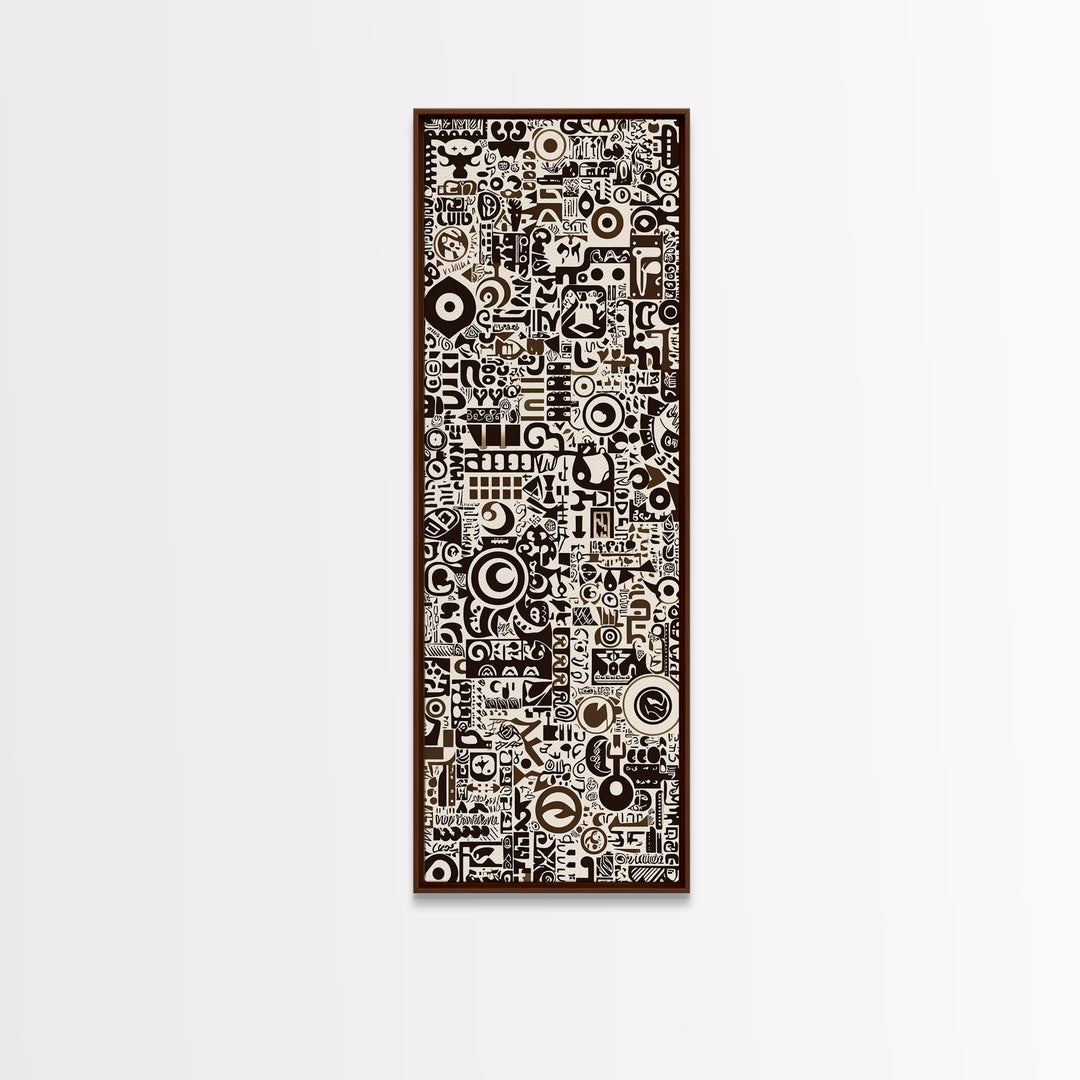 Bold Monochrome Symbols And Tribal Pattern Collage, Canvas Print, Abstract Wall Art, Geometric Decor, Modern Home Decor Gift