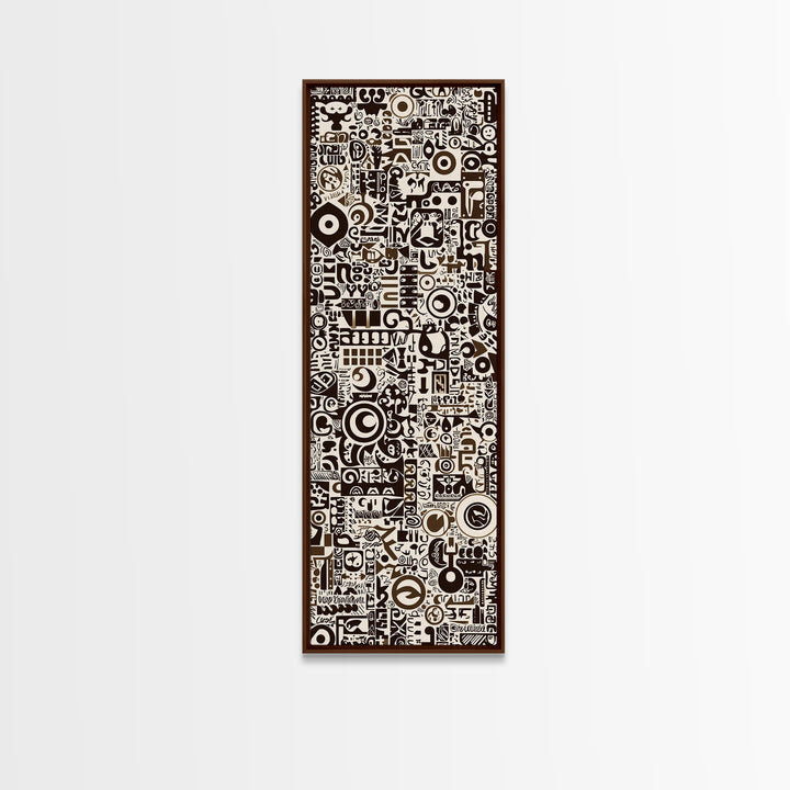 Bold Monochrome Symbols And Tribal Pattern Collage, Canvas Print, Abstract Wall Art, Geometric Decor, Modern Home Decor Gift