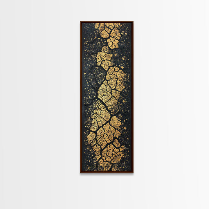 Gold Cracked Earth African Wall Art, Abstract Texture Canvas Print, Black And Gold Design, Modern Statement Home Decor Gift