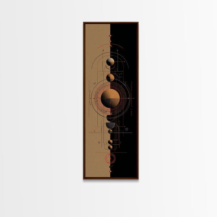 Terracotta Planetary Alignment Wall Art, Abstract Geometric Space Decor, Burnt Orange Modern Canvas Print, Office Gift For Him