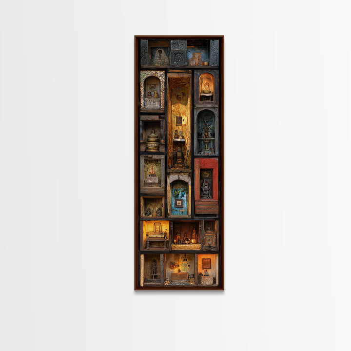 Glowing African Shrine Cabinet Wall Art, Ancestral Niches Canvas Print, Spiritual Cultural Decor, Unique Home Decor Gift