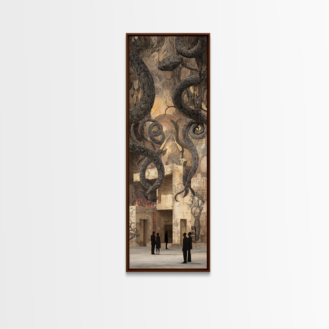 Shadow Serpents In Ancient Gallery Wall Art, Mystical Abstract Decor, Large Canvas Artwork For Gothic Living Room Decor Gift