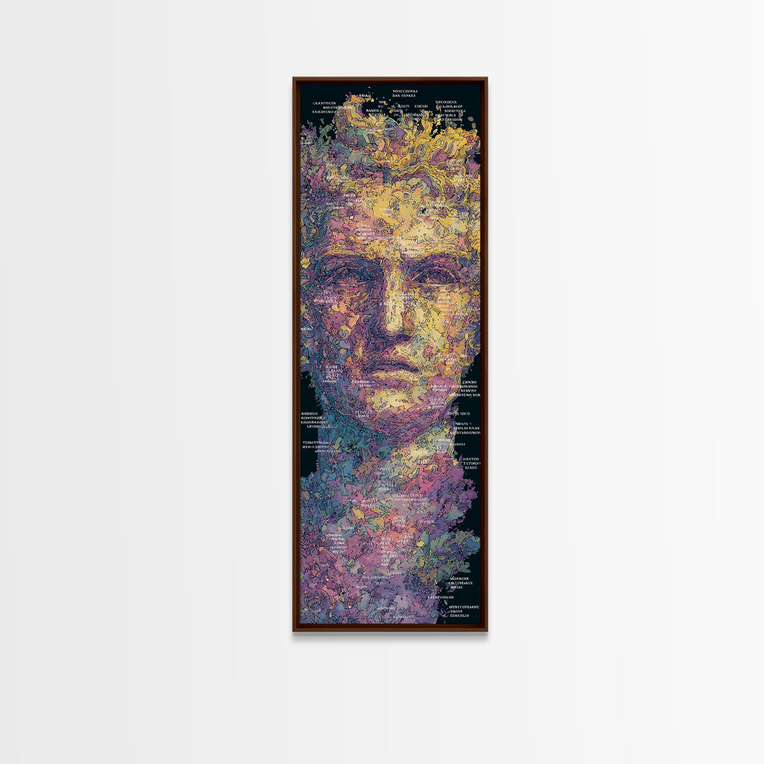 Blindfolded Abstract Face In Gold And Violet, Canvas Print, Modern Black Art, Afrocentric Decor, Contemporary Wall Art Gift