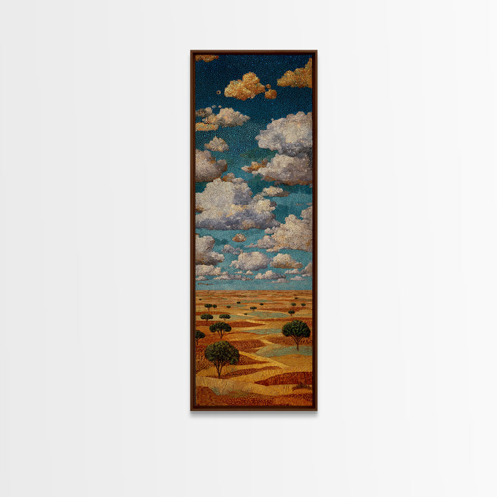 Dramatic Clouds Over Golden Savanna Wall Art, African Safari Art Print, Earth Tone Landscape Decor, Rustic Canvas Print Gift