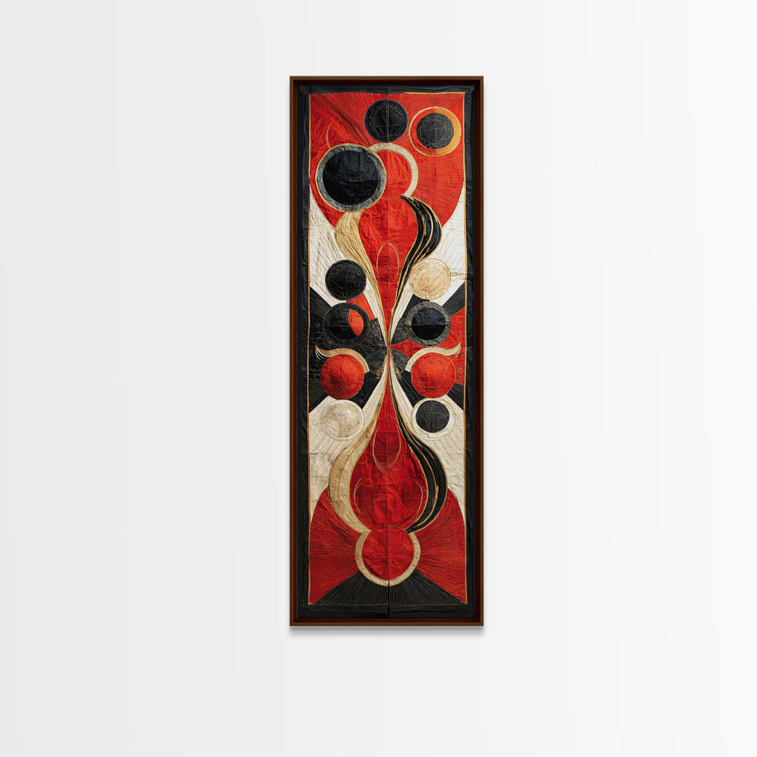 Red Black Gold Geometric Canvas Print, Abstract African Art Decor, Modern Tribal Circles, Bold Luxury Living Room Wall Decor