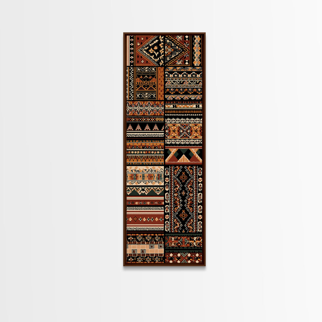 Orange Black African Tribal Patterns Canvas Print, Ankara Textile Wall Decor, Boho African Art For Living Room Home Decor Gift