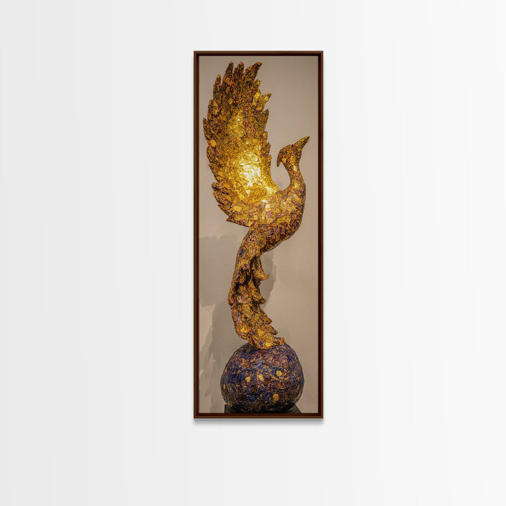 Glowing Golden Phoenix Sculpture Wall Art, African Inspired Bird Decor, Statement Piece, Luxury Unique Home Decor Gift For Her