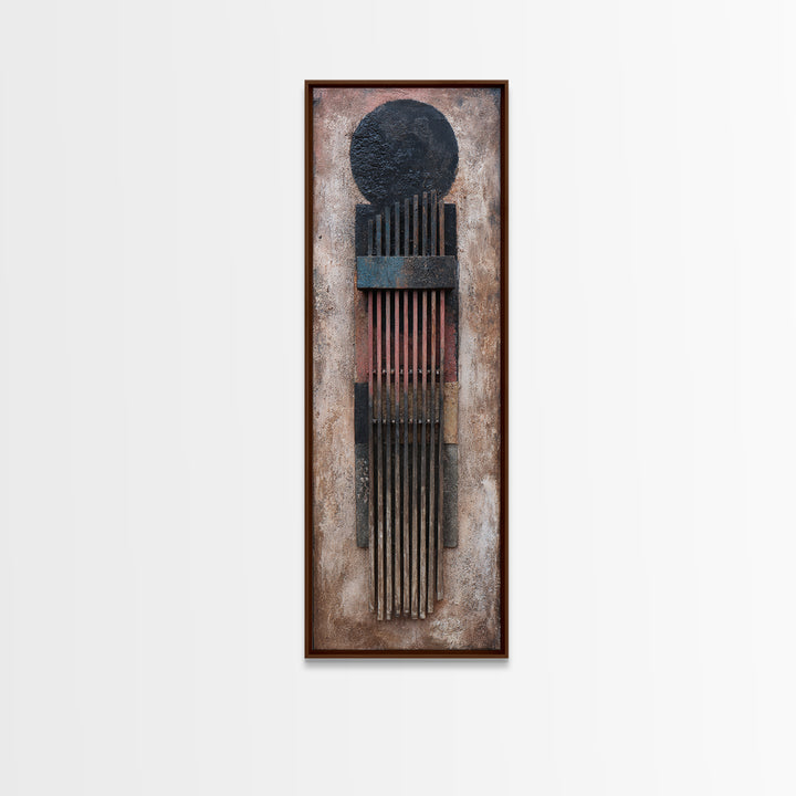 Rustic African Kalimba Framed Canvas Print, Tribal Music Wall Decor, African Artwork, Ethnic Home Decor, Textured Art Print