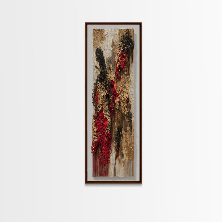 Textured Woven Figure Wall Art, African Fabric Tapestry Decor, Abstract Ethnic Textile Art, Bohemian Home Decor Gift For Her