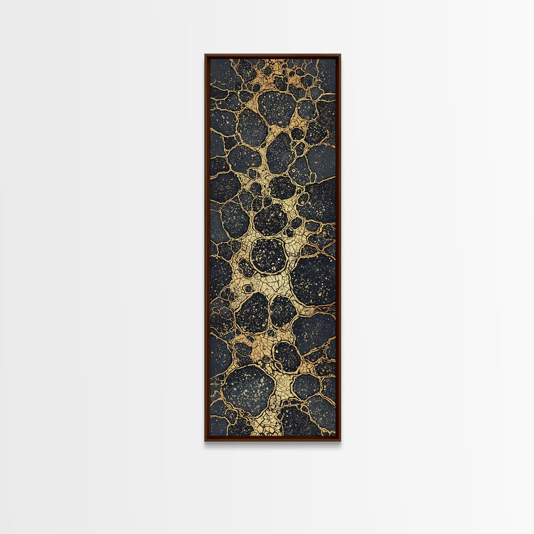 Black Gold Cracked Stone Canvas Print, Abstract African Art Decor, Luxury Modern Wall Art, Earth Tone Statement Piece Gift