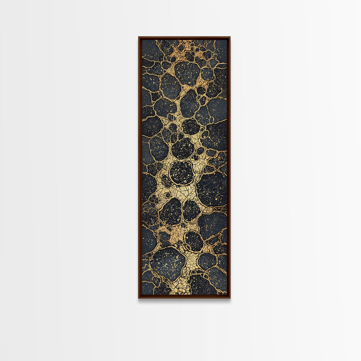 Black Gold Cracked Stone Canvas Print, Abstract African Art Decor, Luxury Modern Wall Art, Earth Tone Statement Piece Gift