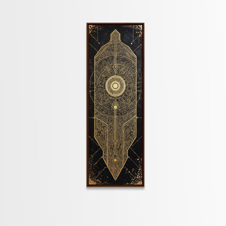 Black Gold Geometric African Shield Wall Art, African Abstract Art, Modern Canvas Art, Afrocentric Decor, Luxury Canvas Print