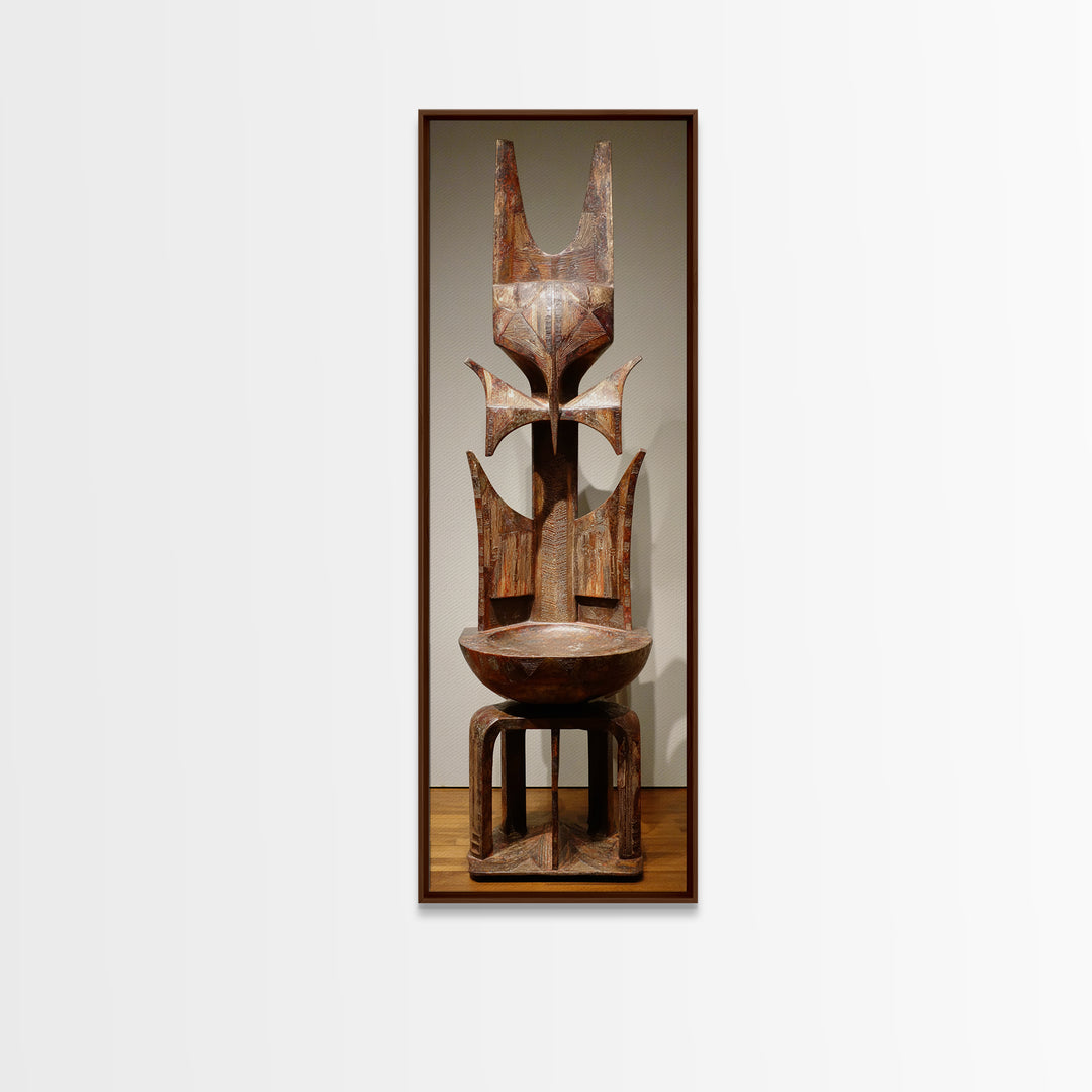 Rustic African Tribal Throne Sculpture Wall Art, African Wood Statue, African Carved Decor, Cultural Home Decor, Unique Gift