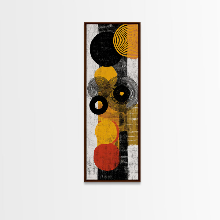 Black Gold And Orange Abstract Circles Canvas Print, Geometric African Inspired Wall Decor, Modern Boho Office Home Decor Gift