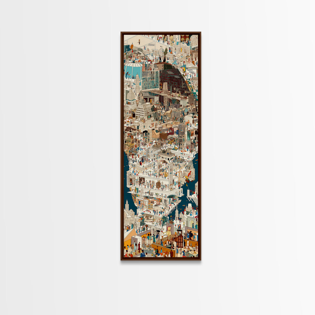 White Coastal Medina City Map Wall Art, Detailed African Travel Poster, Moroccan Inspired Canvas Print, Cultural Home Decor