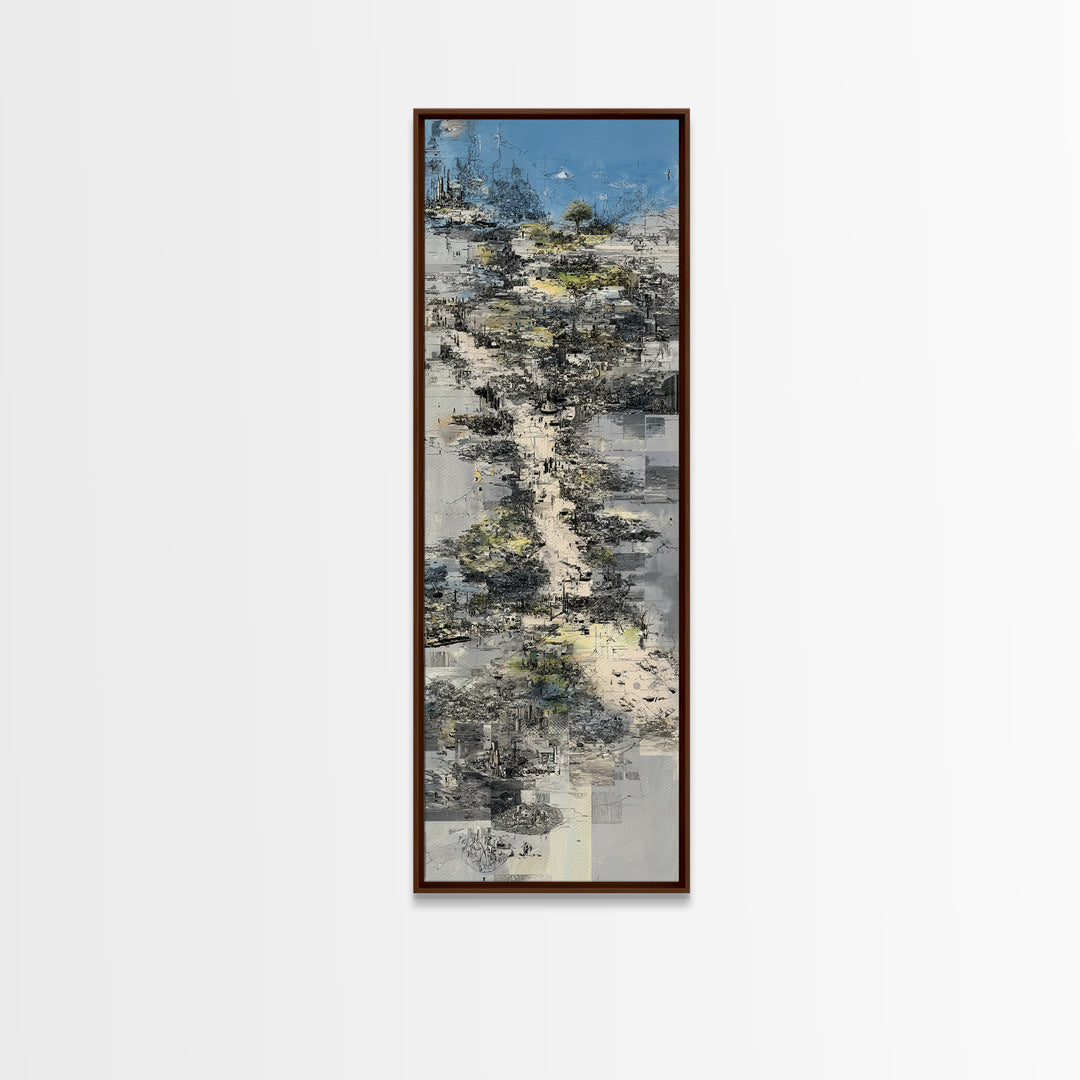 Blue Gray Abstract Pathway Canvas Print, Modern Landscape Wall Art, Textured Art Print, Minimalist Office Decor, Home Decor