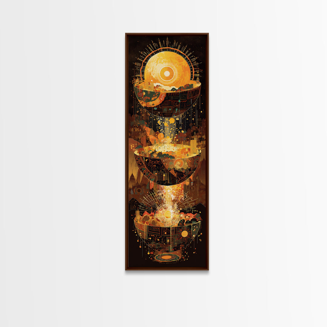 Glowing Solar City And Floating Worlds Canvas Print, Afrofuturism Decor, African Inspired Abstract, Modern Black Art, Statement Wall Decor