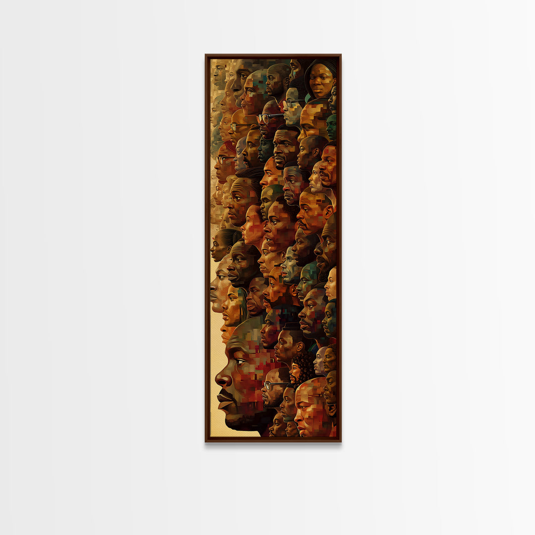 Panoramic Black Faces Collage With African Profiles Wall Art, African American Art Print, Afrocentric Black Culture Decor