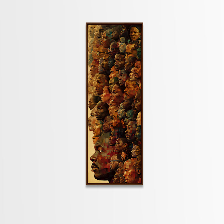 Panoramic Black Faces Collage With African Profiles Wall Art, African American Art Print, Afrocentric Black Culture Decor