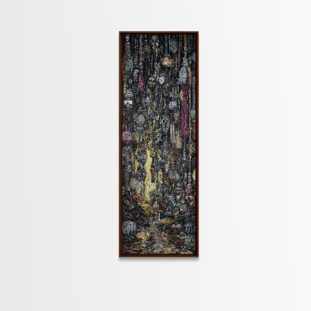 Mystic Jungle Tribal Masks Wall Art, African Ritual Decor, Dark Afrocentric Canvas Style, Spiritual Cultural Home Decor Gift