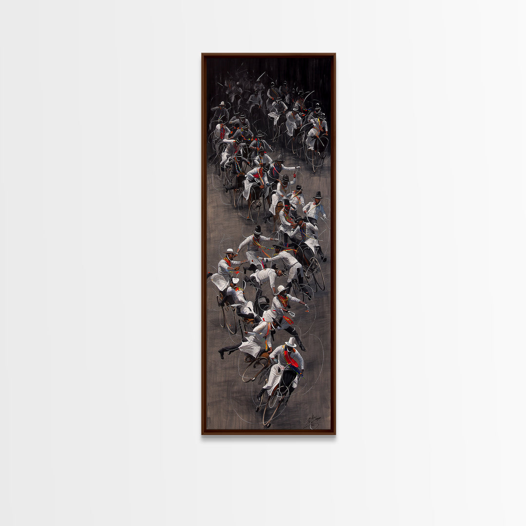 African Horseback Warriors Wall Art, Dynamic Tribal Riders Painting, African Warrior Art, Bold Cultural Canvas Decor Gift