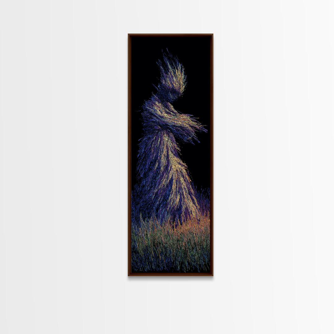 Mystical African Woman Wall Art, Abstract Particle Figure, Spiritual Afrocentric Decor, Elegant Black Goddess Canvas Print