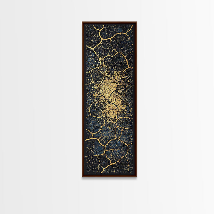 Gold Cracked Earth Abstract Wall Art, Kintsugi Texture Canvas, Modern African Decor, Earth Tone Art, Luxury Statement Piece