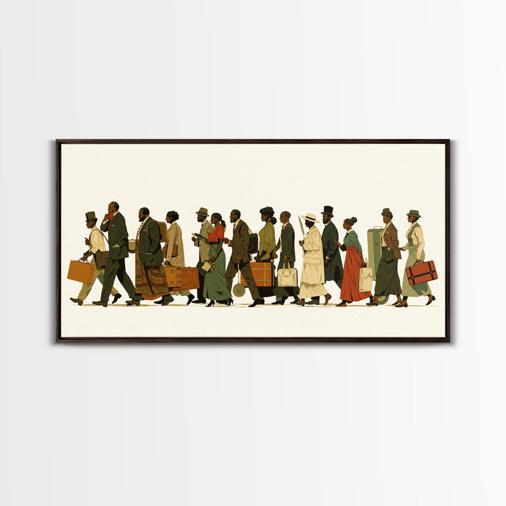 Elegant Black Travelers Procession Wall Art, African American Art, Black Culture Art Print, Heritage Portrait For Living Room