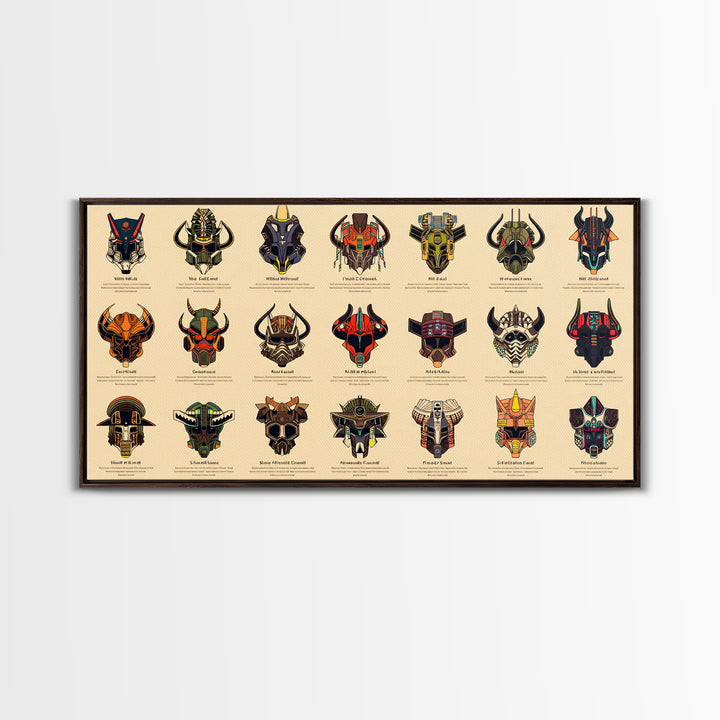 Futuristic African Mask Collection Wall Art, Tribal Mask Canvas Print, Afrofuturism Decor For Gaming Room Or Office Poster