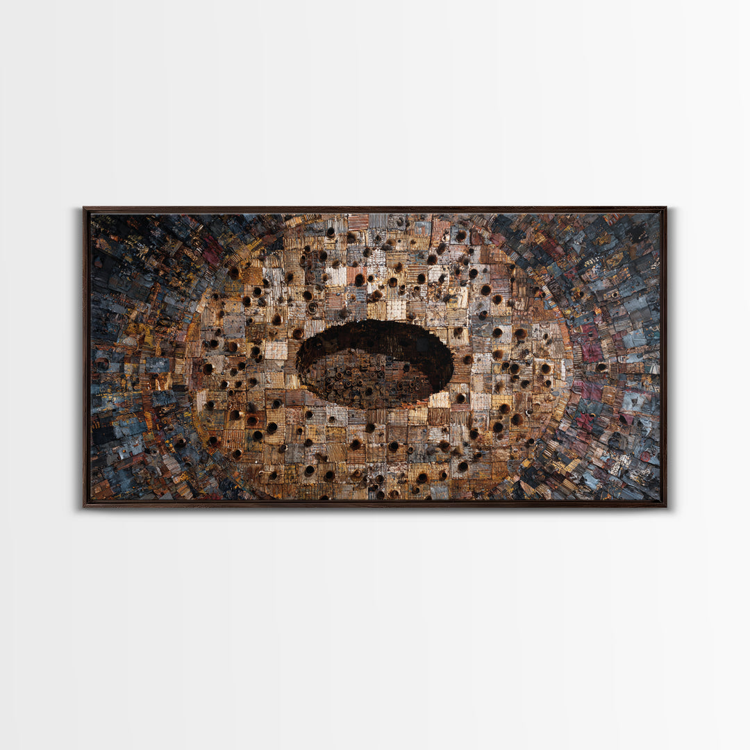 Weathered Bronze Tribal Mask Portal Wall Art, Abstract African Art, Kifwebe Mask Decor, Cultural Wall Decor, Statement Piece