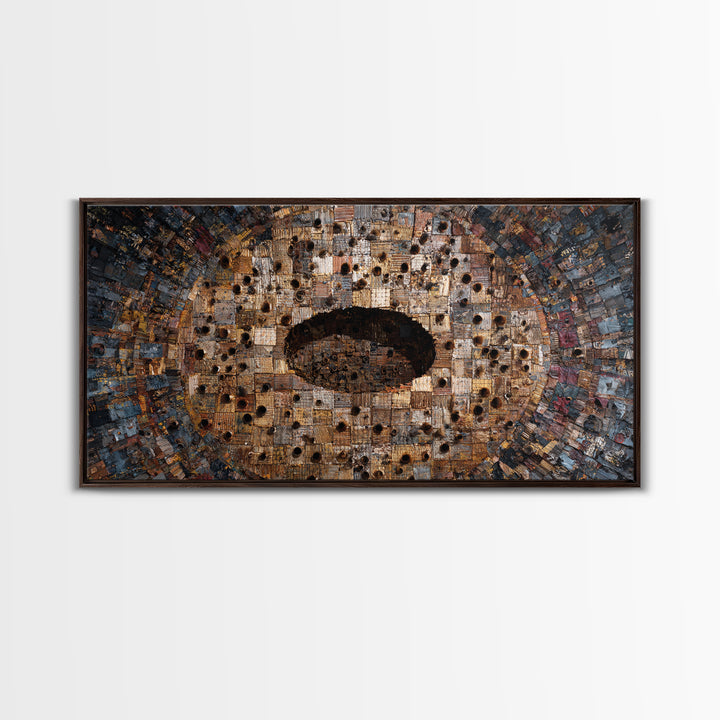 Weathered Bronze Tribal Mask Portal Wall Art, Abstract African Art, Kifwebe Mask Decor, Cultural Wall Decor, Statement Piece