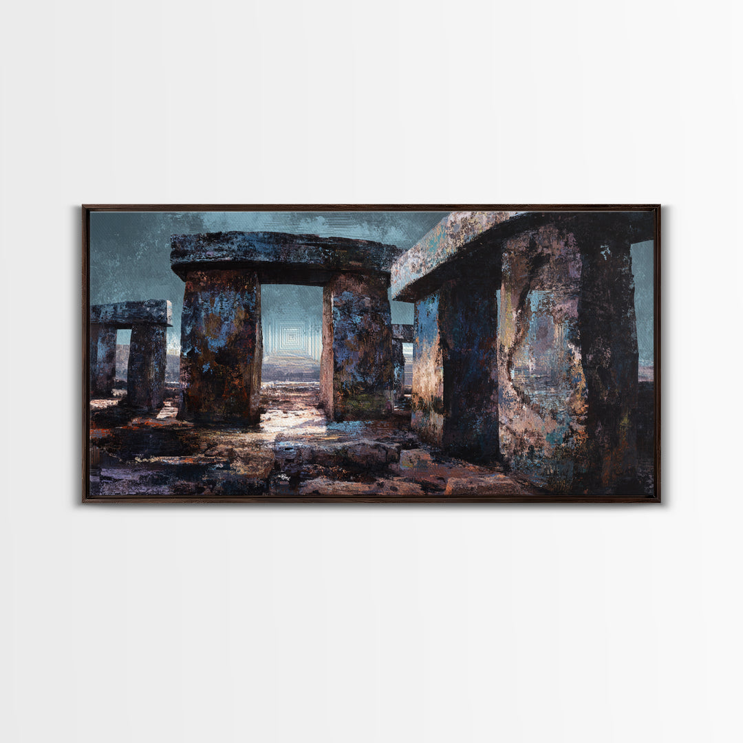 Moody Ancient Stone Circle Ruins Wall Art, African Inspired Landscape, Mystical Wall Decor, Rustic Home Decor, Gallery Art