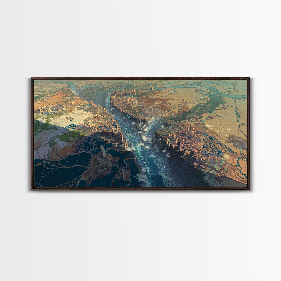 Futuristic African Rift City Landscape Wall Art, African Landscape, Contemporary Art, Large Wall Art, Statement Home Decor