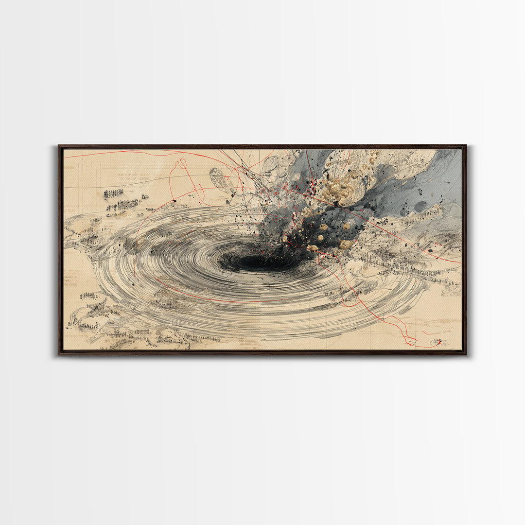 Beige Abstract Vortex Canvas Print, Modern Minimalist Wall Decor, Neutral Textured Art For Living Room Office Decor Gift
