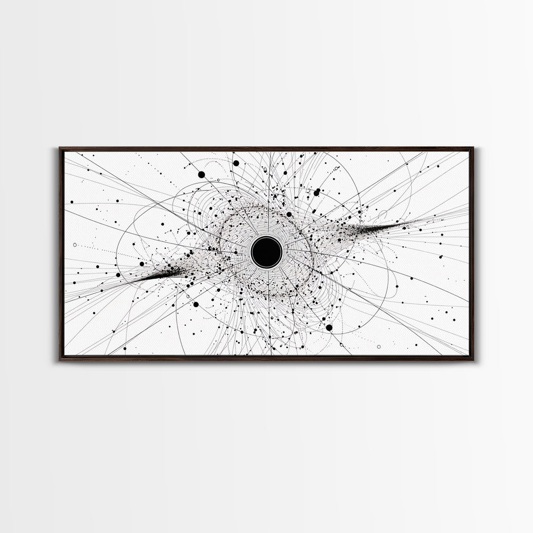 Minimal Black Hole Diagram Wall Art, Abstract Science Line Art, Modern Black And White Home Decor For Office Bedroom Gift