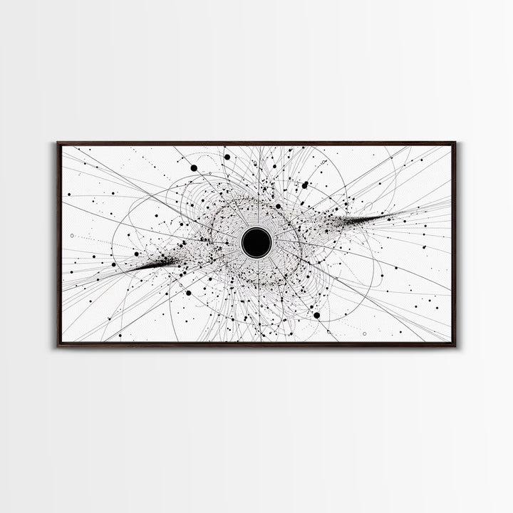 Minimal Black Hole Diagram Wall Art, Abstract Science Line Art, Modern Black And White Home Decor For Office Bedroom Gift