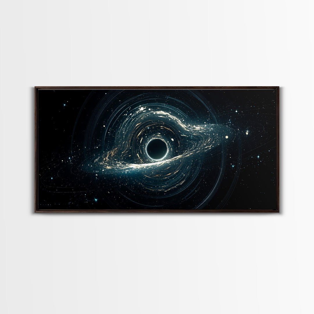 Luminous Cosmic Black Hole Canvas Print, Modern Galaxy Wall Art, Blue Abstract Space Decor For Bedroom Office Home Art Gift