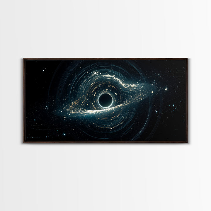 Luminous Cosmic Black Hole Canvas Print, Modern Galaxy Wall Art, Blue Abstract Space Decor For Bedroom Office Home Art Gift