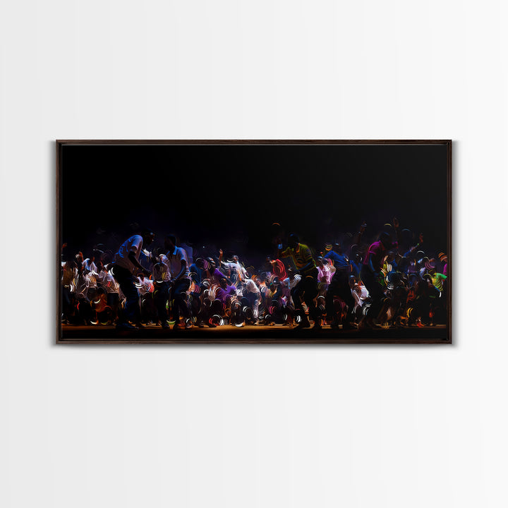 Night Festival African Dance Troupe Canvas Print, Dramatic Black Wall Art, Cultural Celebration Decor, Afrocentric Artwork