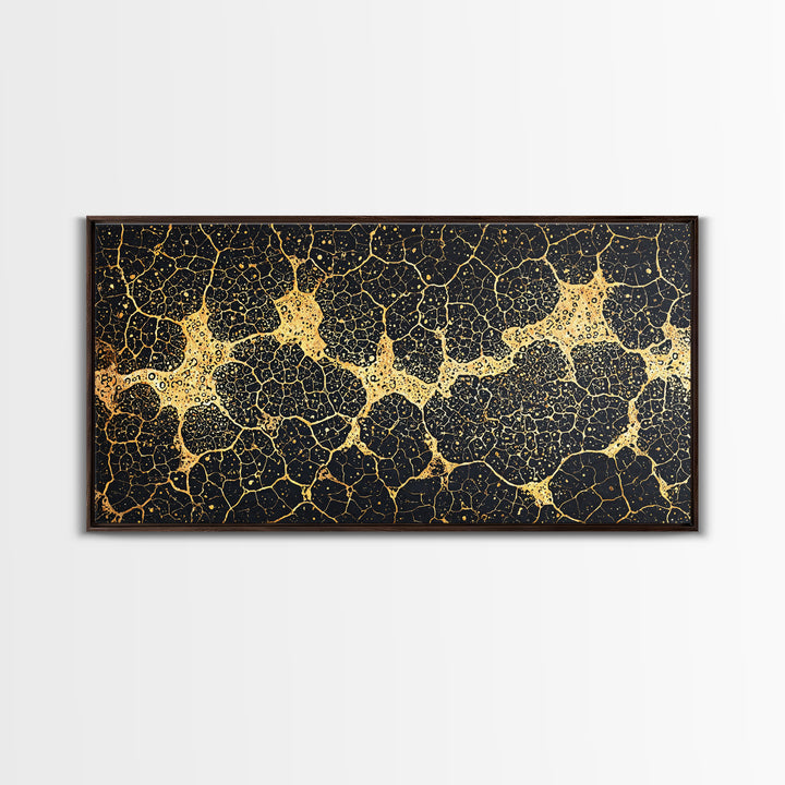 Black And Gold Organic Cell Pattern Canvas Print, Abstract Art, Luxury Canvas Art, Geometric Wall Art, Elegant Home Decor