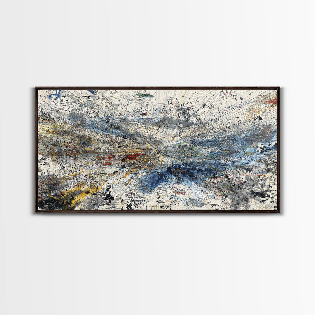 Abstract Blue White Landscape Wall Art, Textured Modern African Inspired Painting, Large Office Decor, Contemporary Print